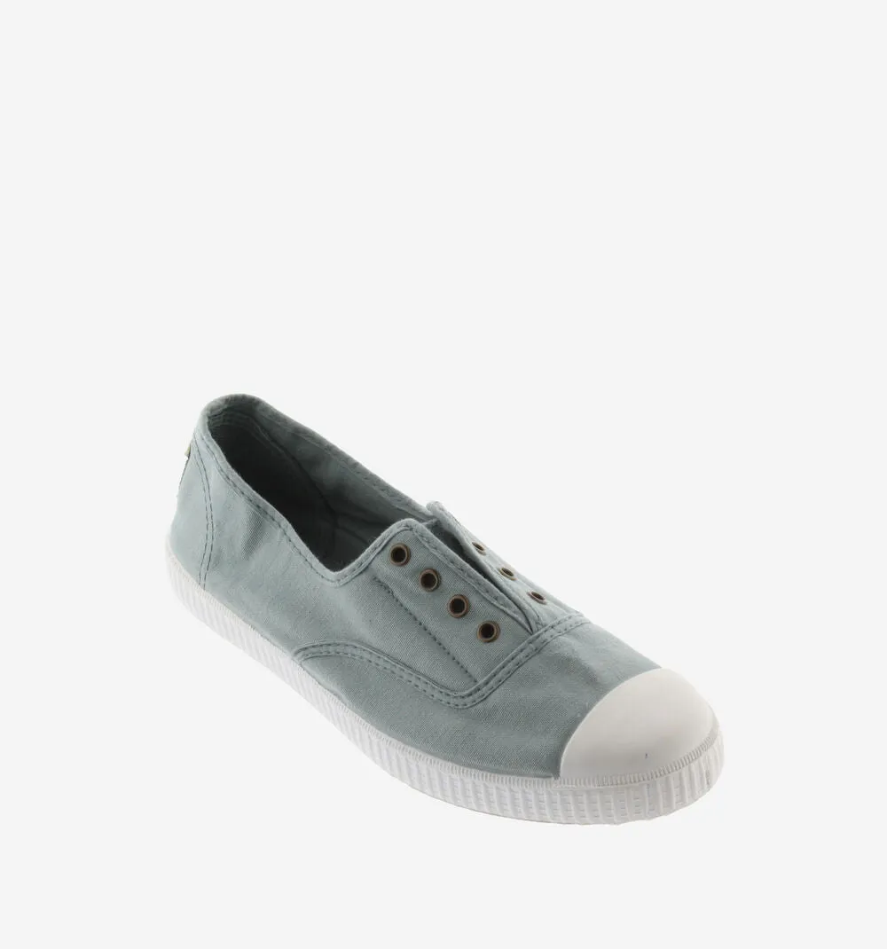 (106623) Women's canvas trainers with elastic - Jade