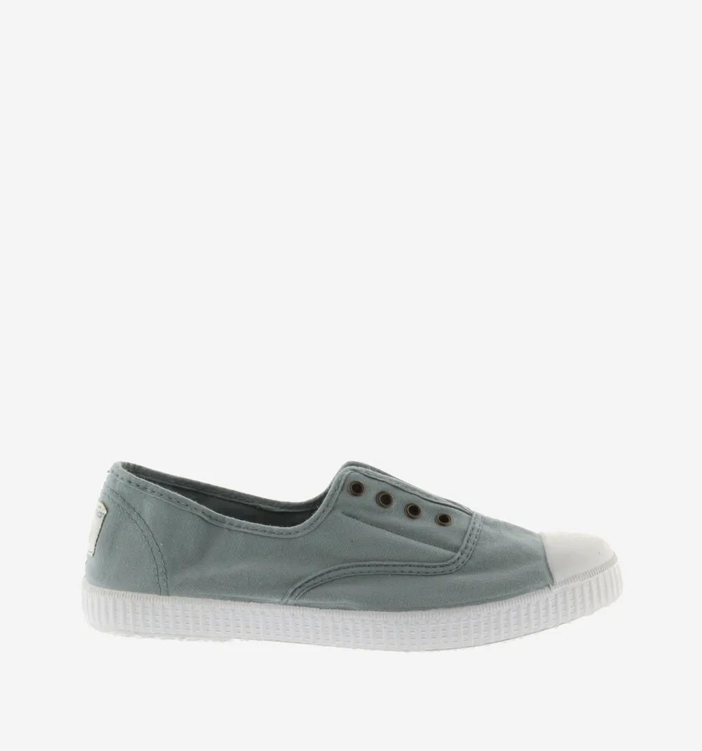 (106623) Women's canvas trainers with elastic - Jade