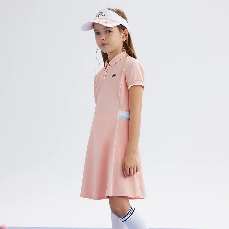 (130-165cm) FILA KIDS ART IN SPORTS PERFORMANCE TENNIS Girl's Dress in Navy / Orange