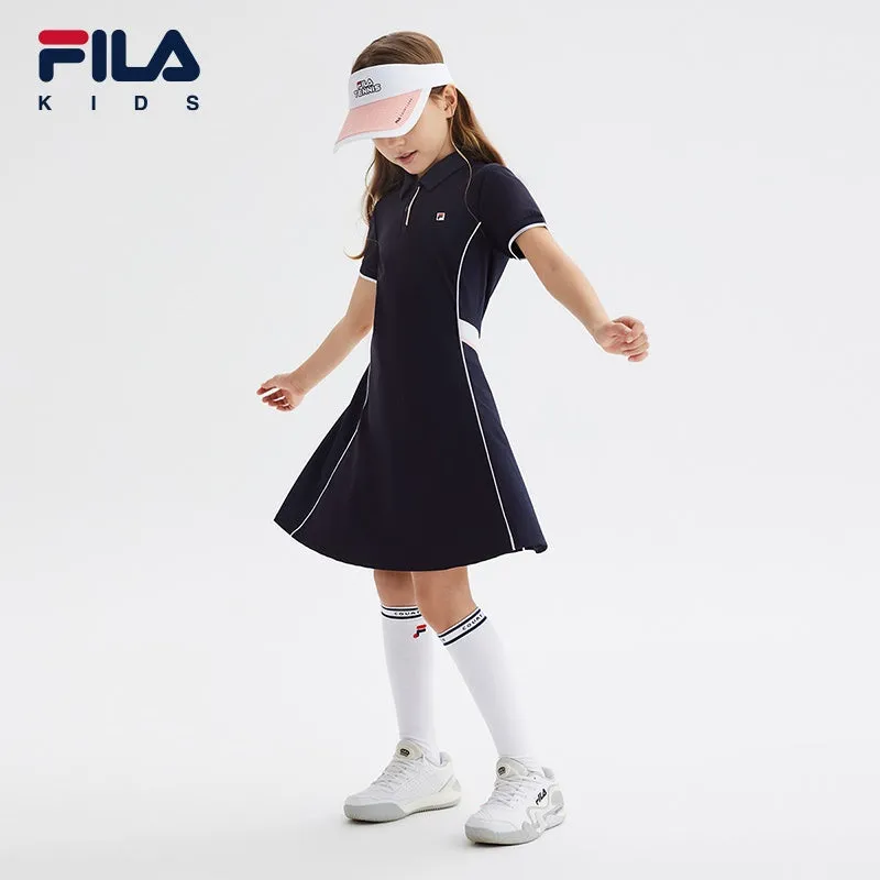 (130-165cm) FILA KIDS ART IN SPORTS PERFORMANCE TENNIS Girl's Dress in Navy / Orange