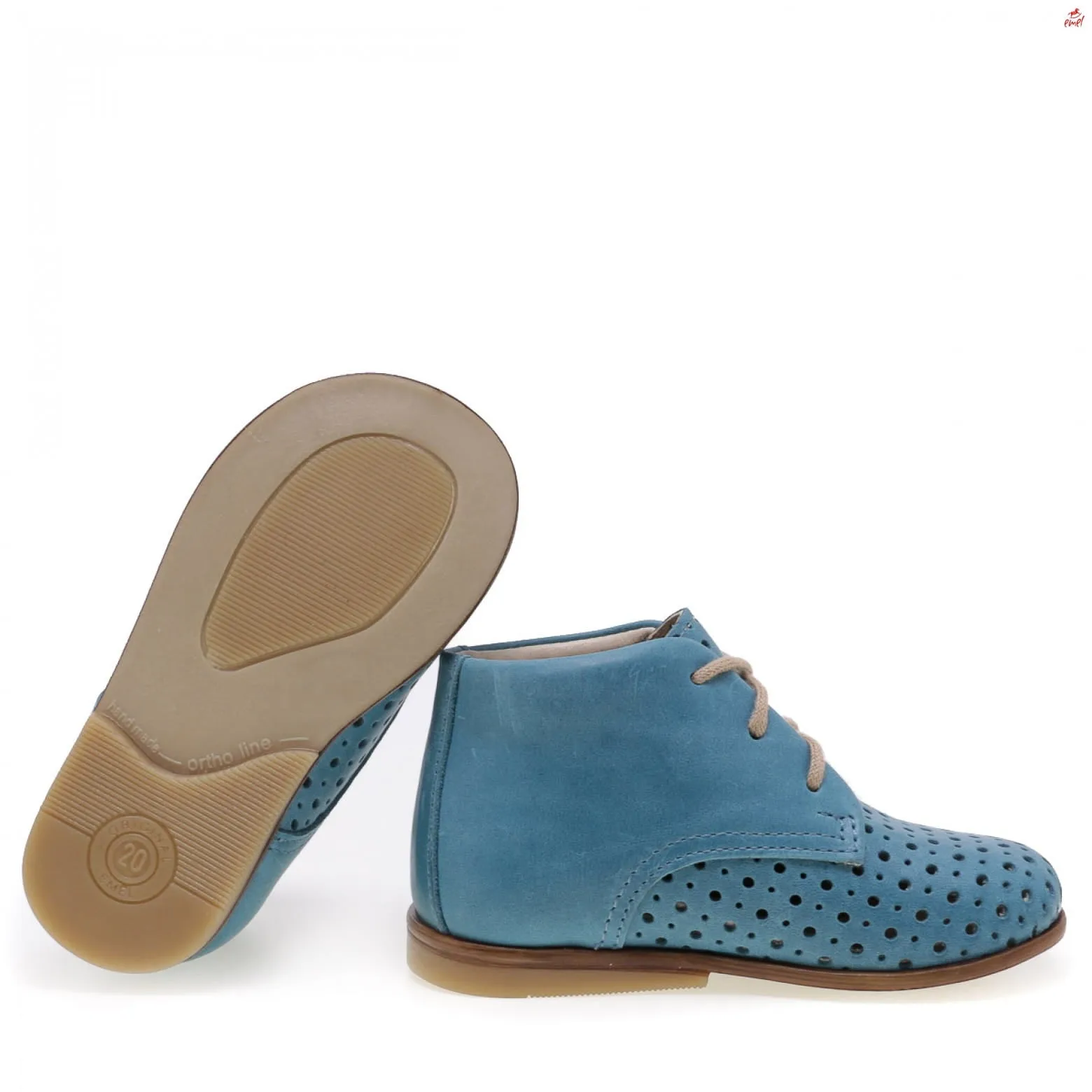 (1426-4) Emel perforated classic first shoes blue