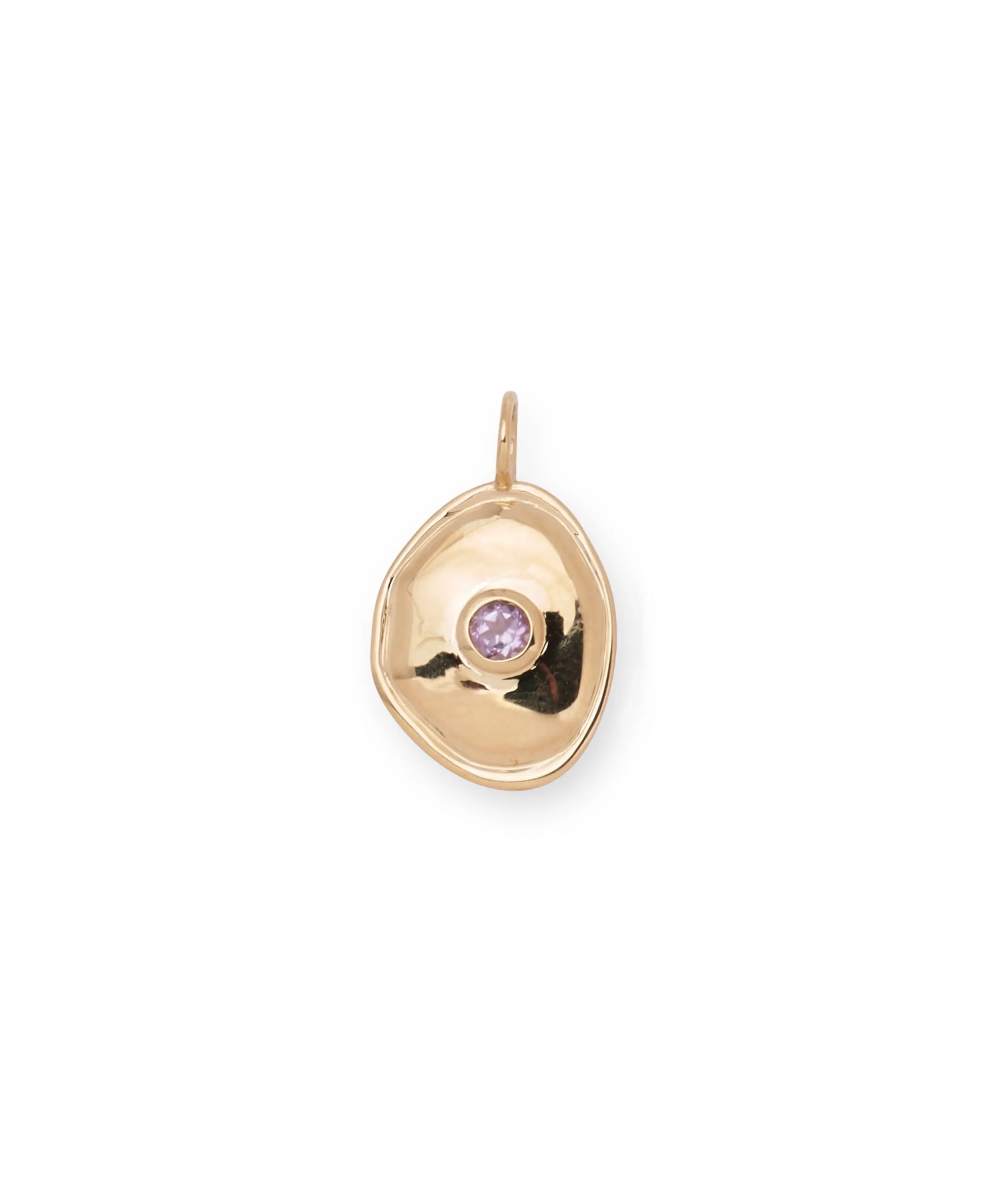 14k Gold Birthstone Necklace Charm in Amethyst