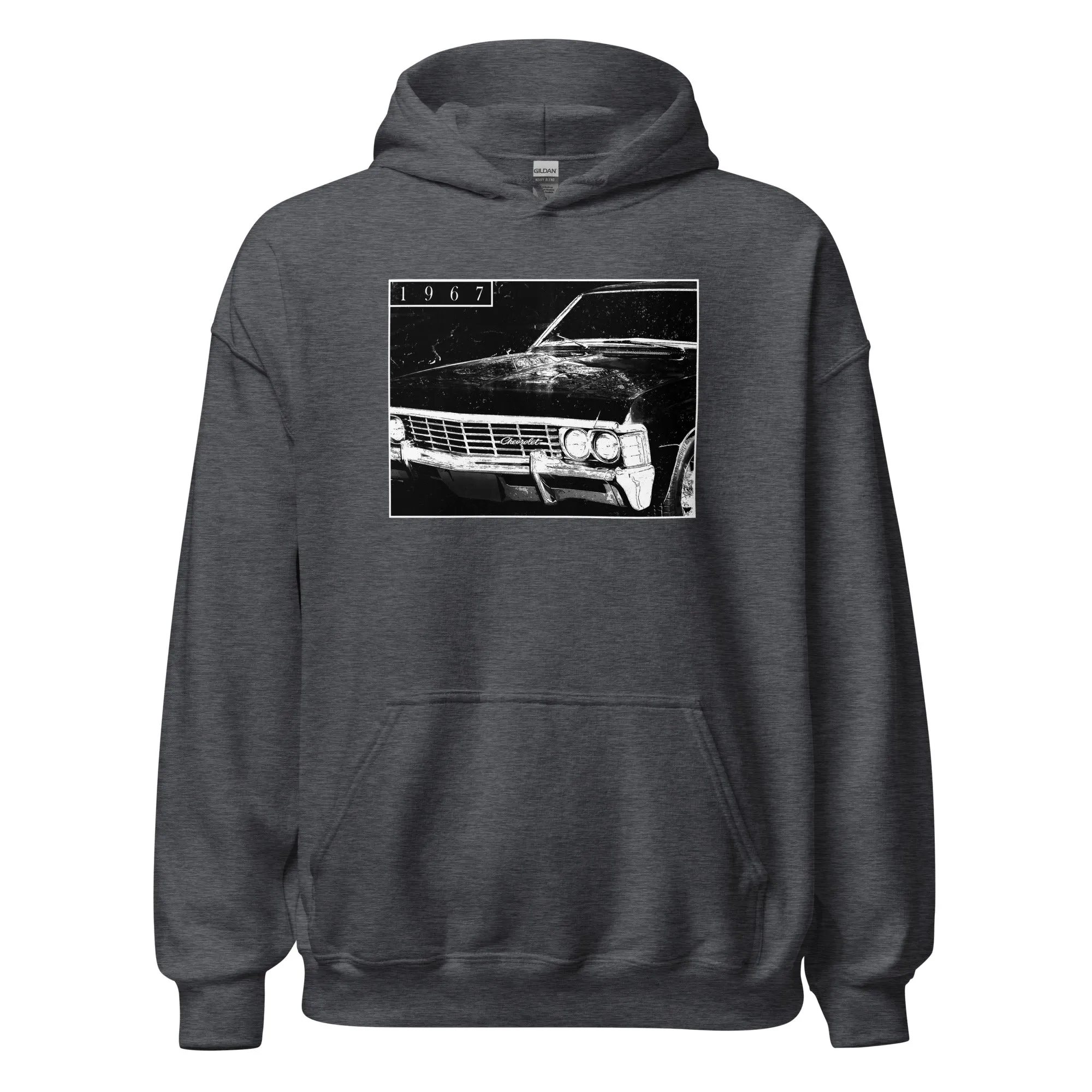 1967 Impala Hoodie Sweatshirt With Distressed Photo Design