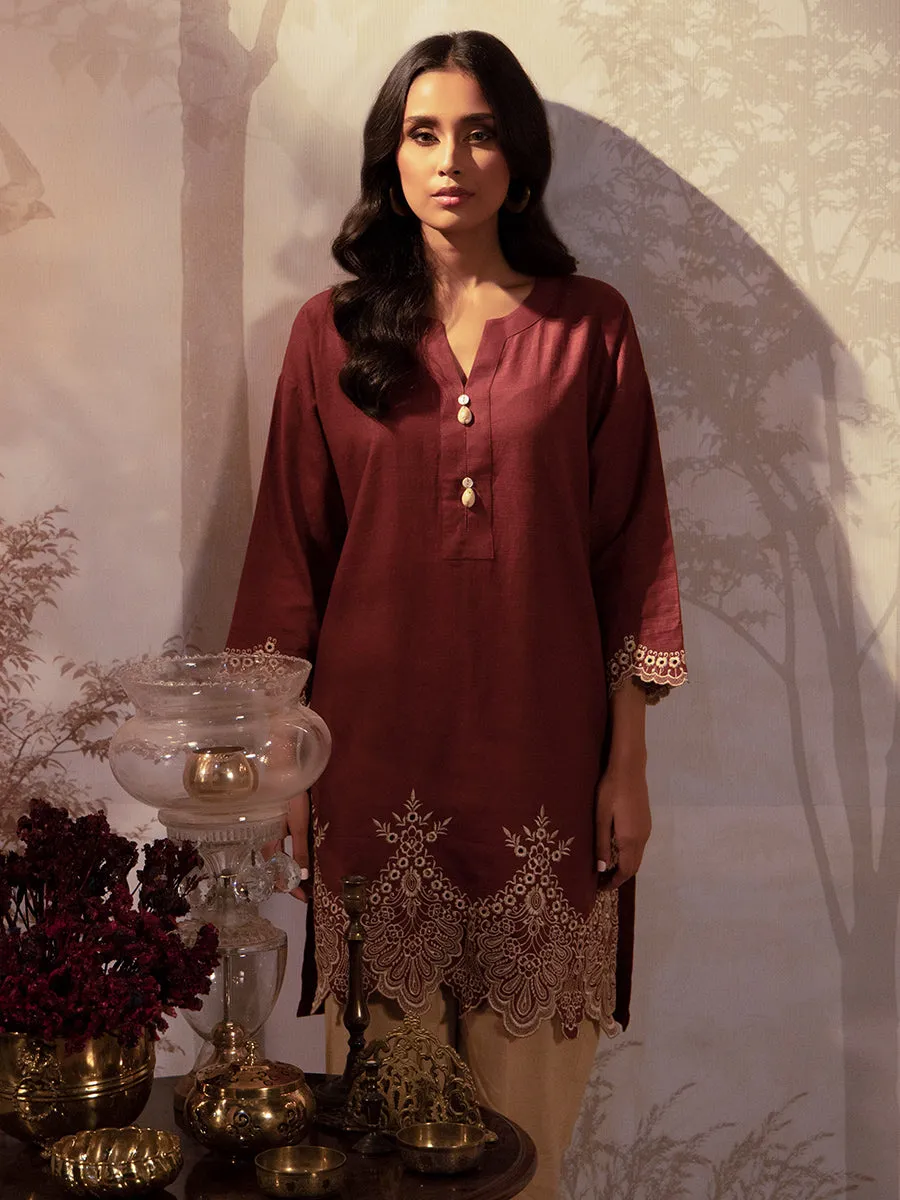 1pc Stitched Basic Embroidered Khaddar Shirt