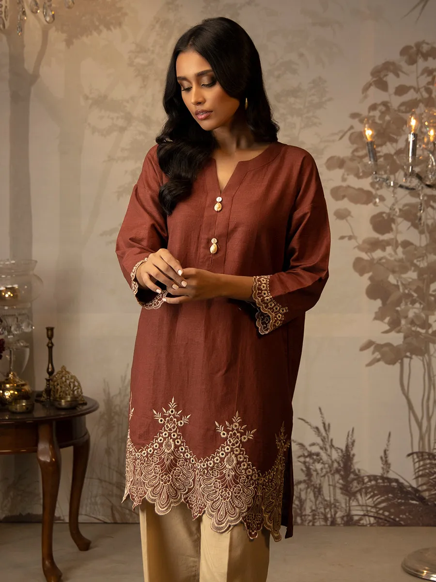 1pc Stitched Basic Embroidered Khaddar Shirt