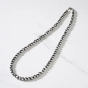 20 Single Strand 6mm Navajo Pearl USA Native American Made 925 Sterling Silver Necklace