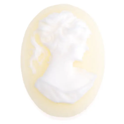 2014 New 18*25MM Oval “Beautiful Girl” Resin Flatback Cabochons,Ivory white and White;sold 20pcs per pkg