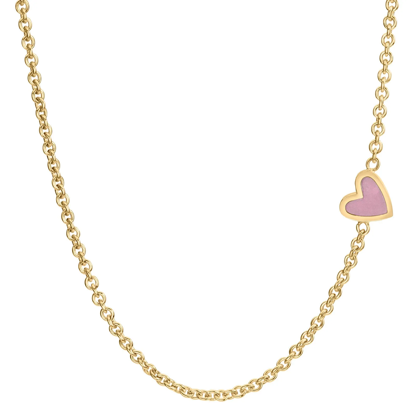 2mm Gold Enamel Heart Chain