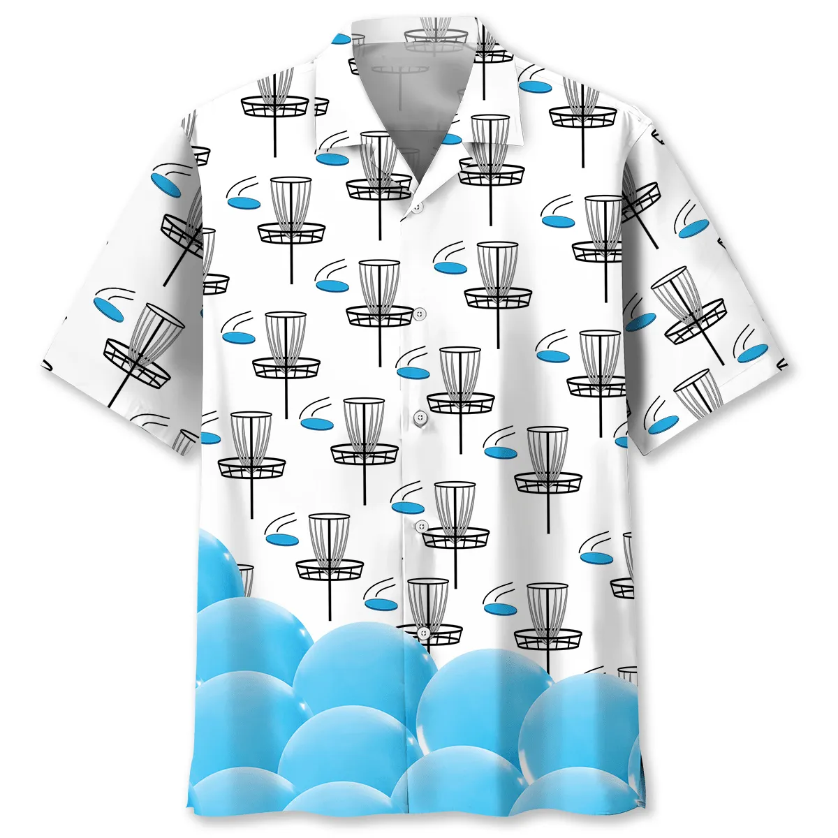 3D All Over Print Disc Golf White Hawaiian Shirt