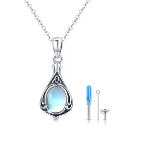 925 Sterling Silver Urn Opal/Moonstone Cremation Jewelry Gifts for Women Men Girls Boys Bereavement Gifts Sympathy Gift For Loss Of Beloved