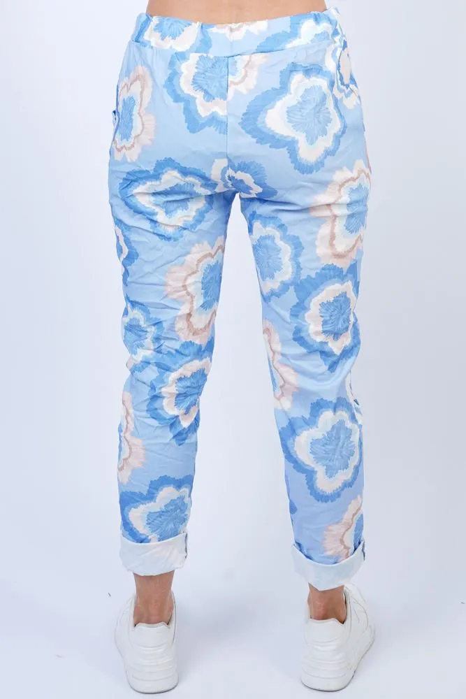 Abstract Tie Dye Print Drawstring Waistband Pants