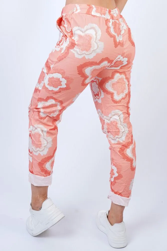 Abstract Tie Dye Print Drawstring Waistband Pants