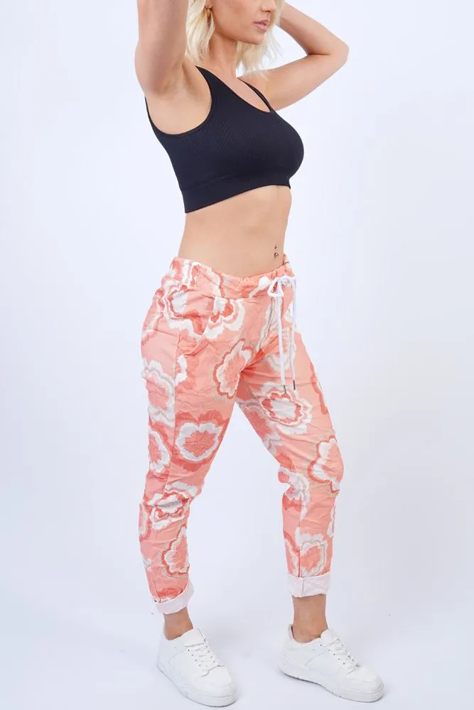 Abstract Tie Dye Print Drawstring Waistband Pants