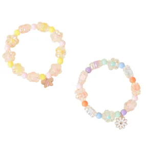 Accessorize London Girl's Girls Beaded Flower Bracelets Set Of Two