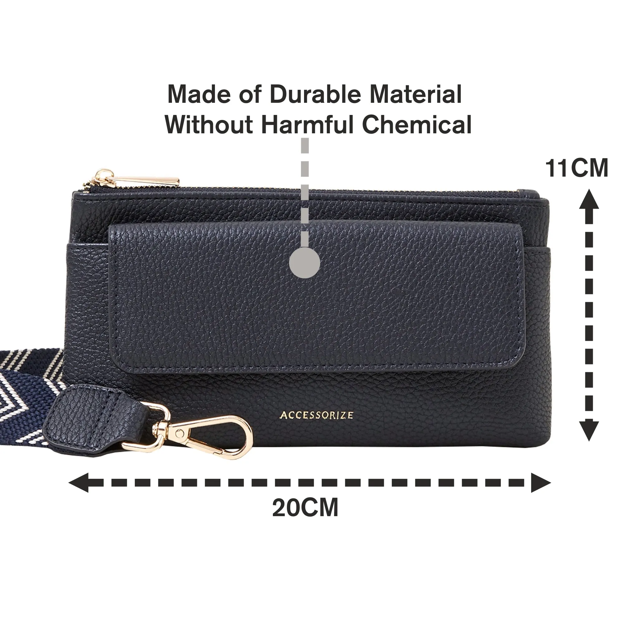 Accessorize London Women's Navy Blue Front Flap Phone Bag