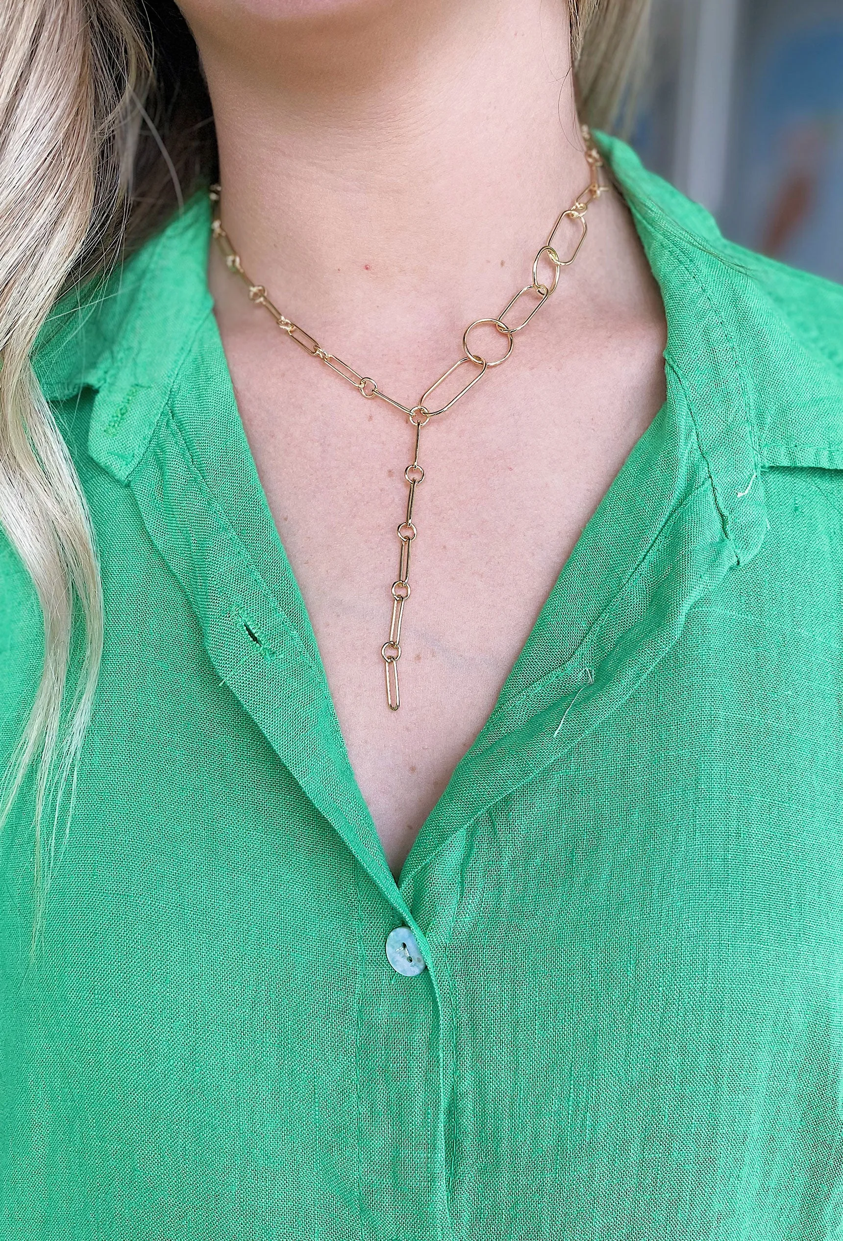 Addison Paperclip Lariat Necklace