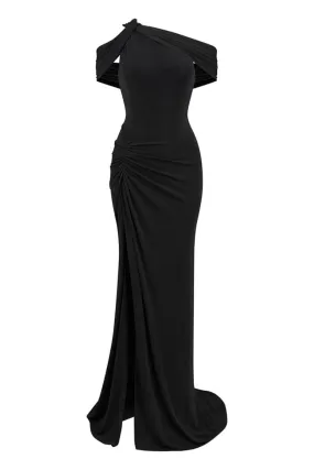 ADELE BLACK ASYMMETRIC MAXI DRESS