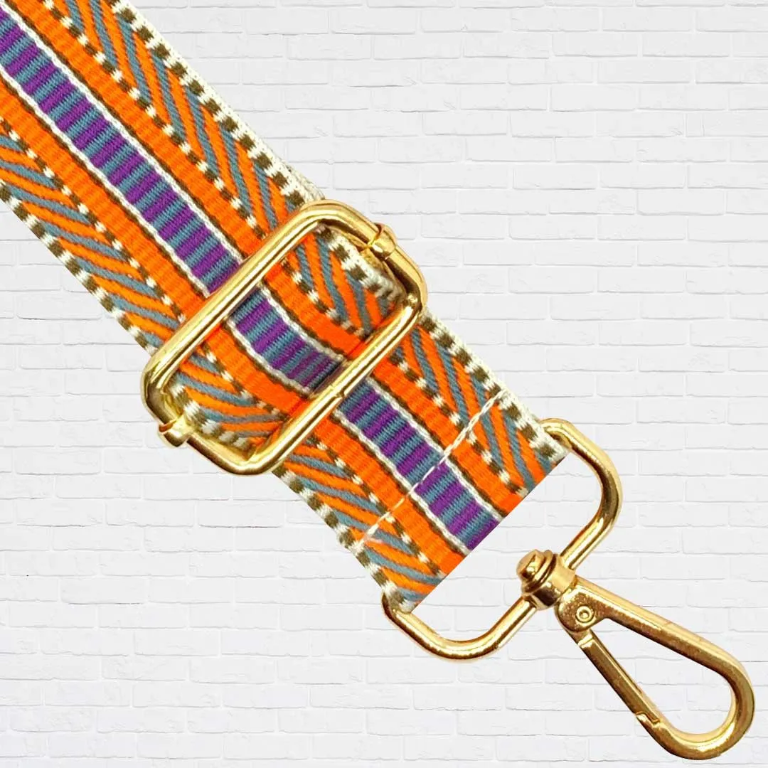 Adjustable Printed Strap in orange/purple