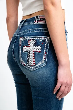 Americana/Cross Modify Embellishment Mid Rise Capri