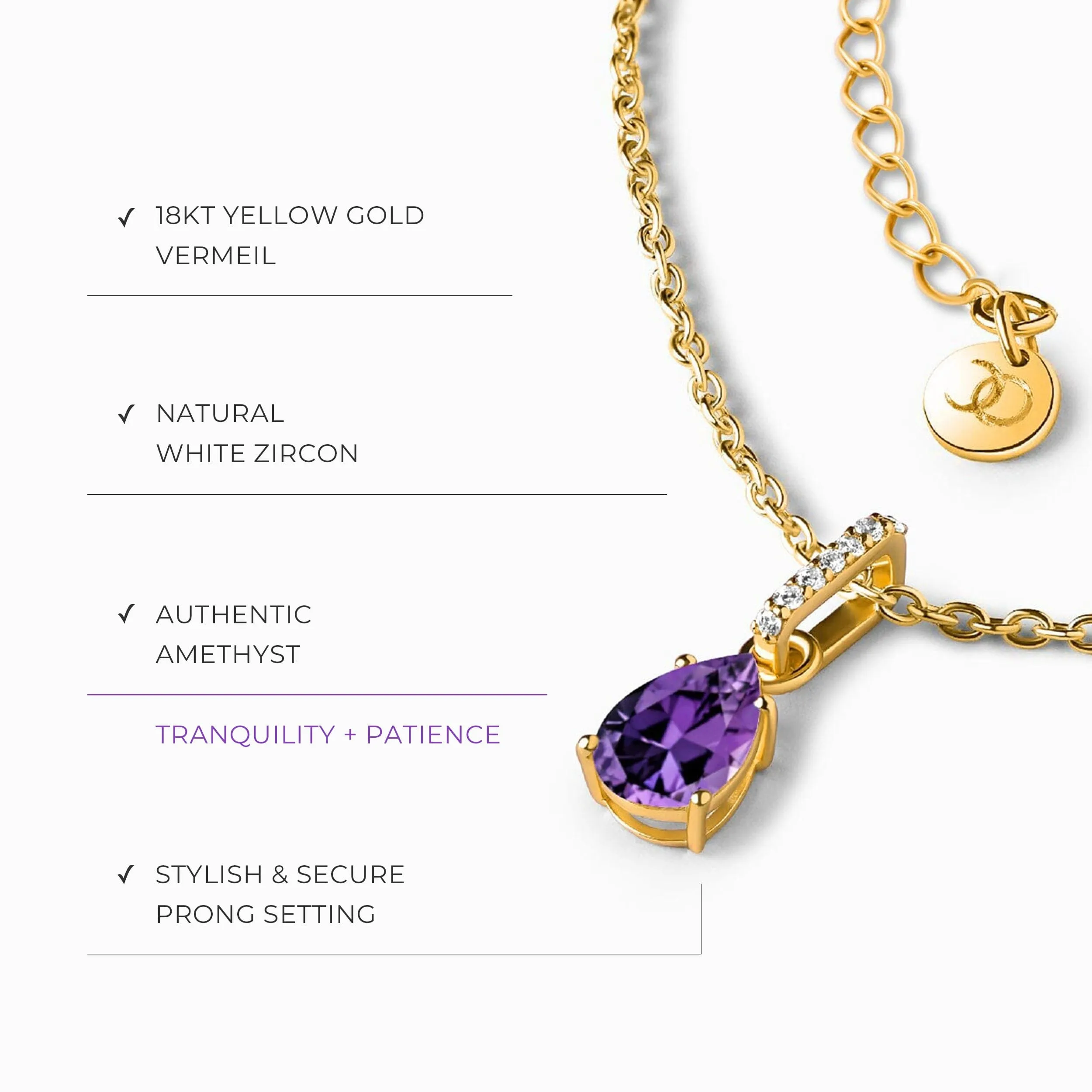 Amethyst Birthstone Sway Necklace & Herringbone Chain