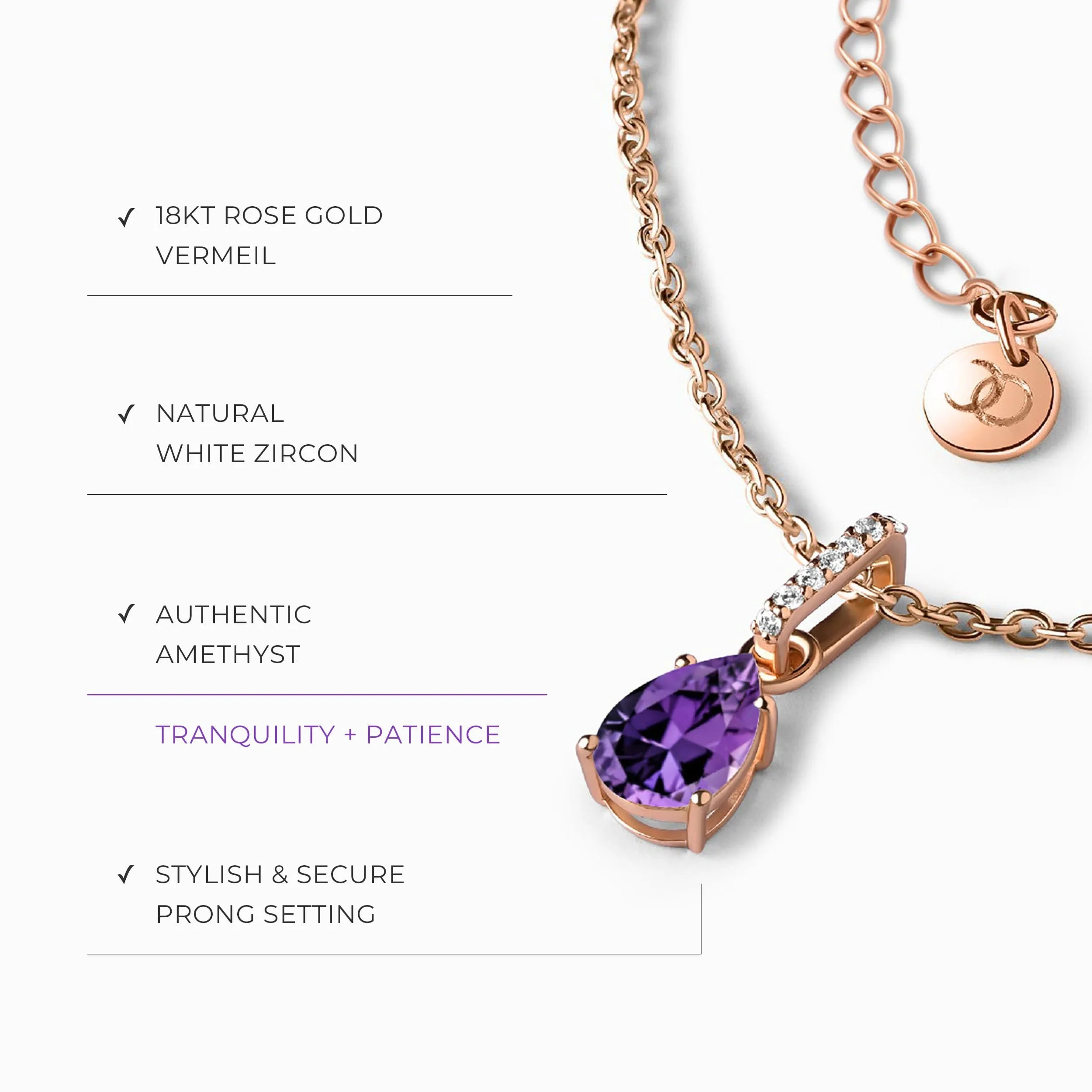 Amethyst Birthstone Sway Necklace & Herringbone Chain