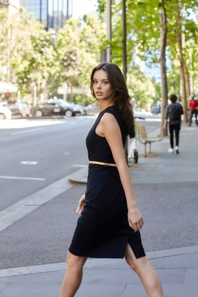 Annalise Tailored Dress - Navy Stretch