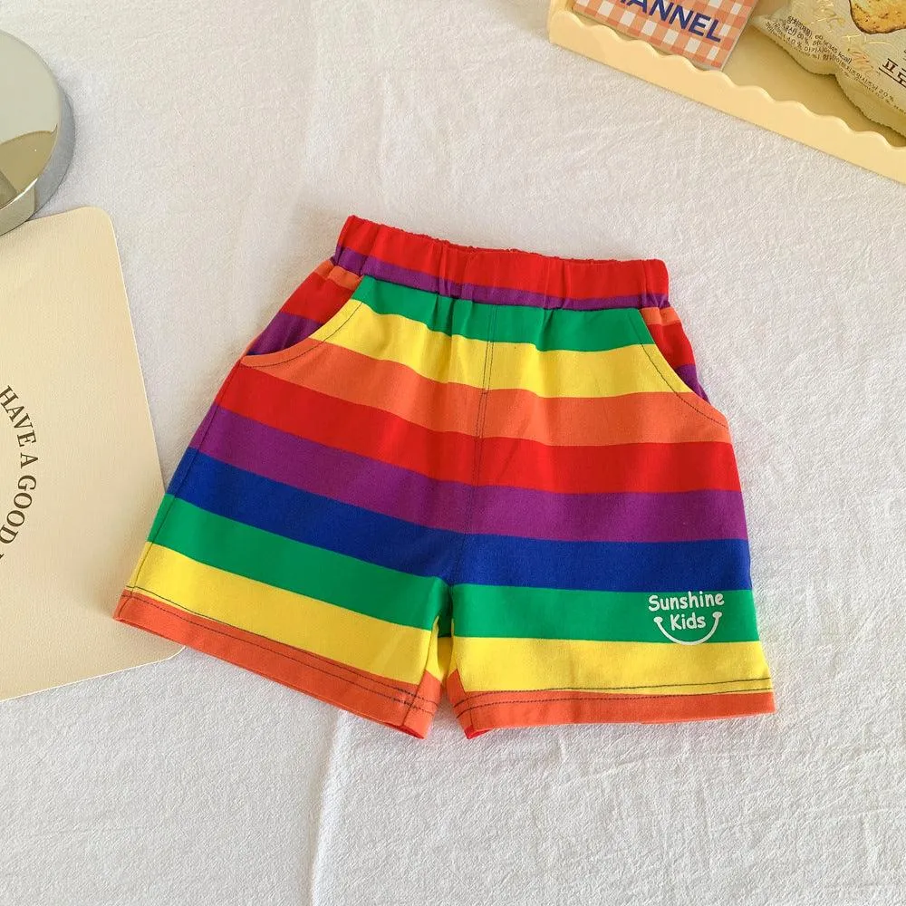 Baby Kid Boys Striped Rainbow Shorts