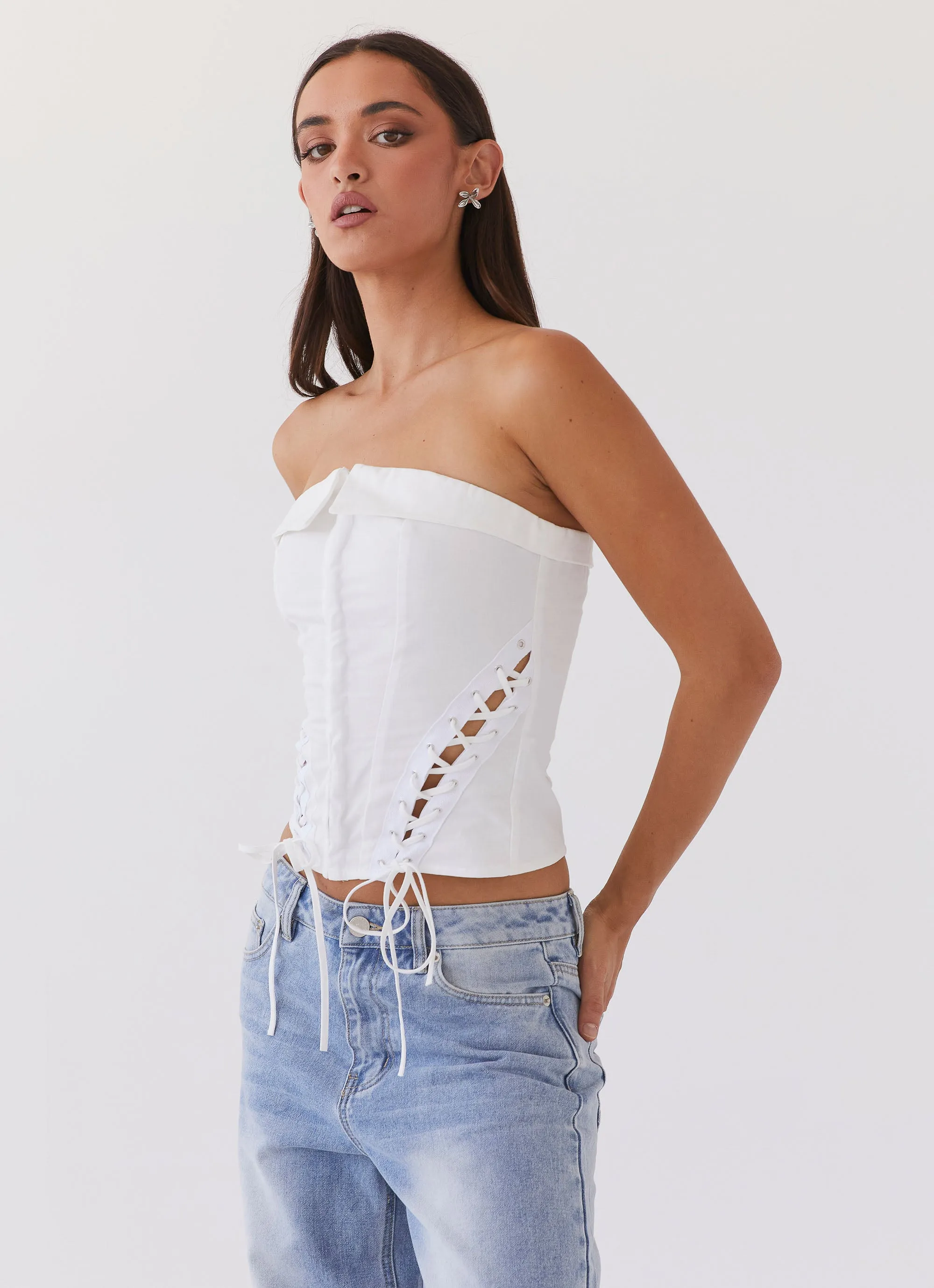 Be My Soulmate Bustier Top - White