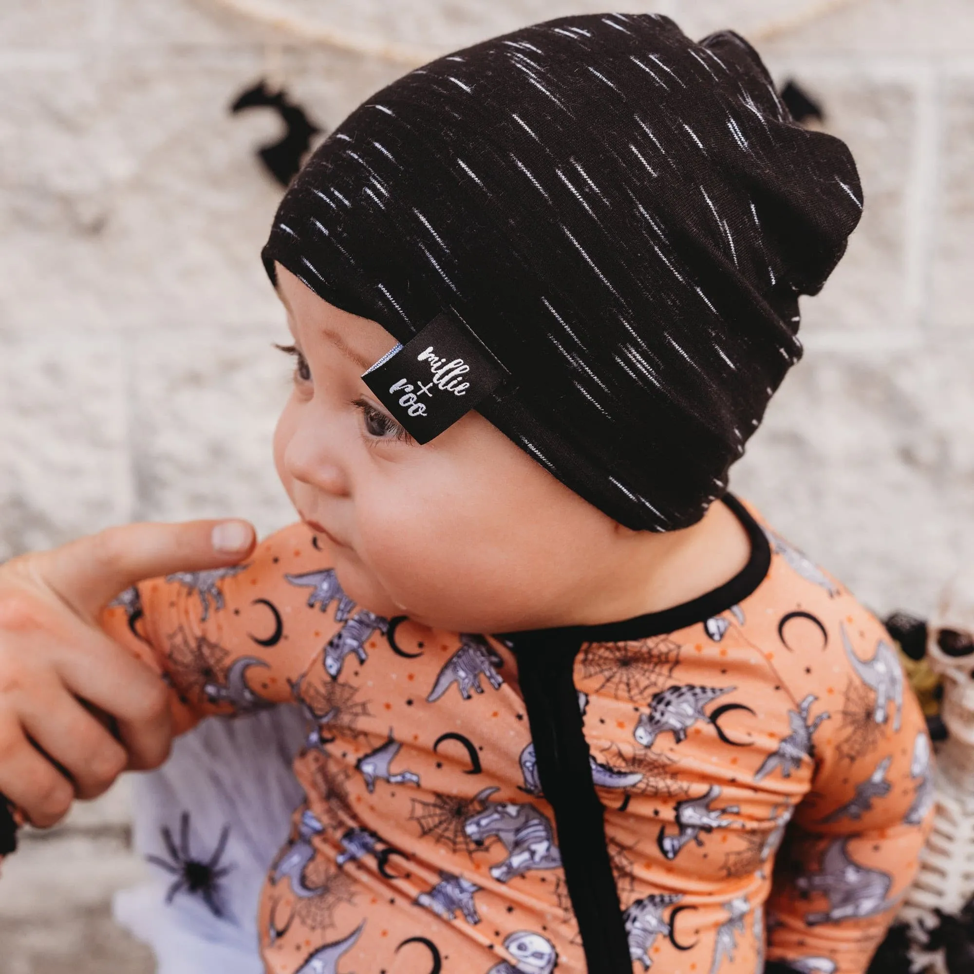 BEANIE- Black Space Slub (matches gown)