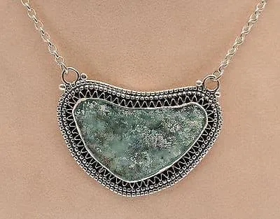 Beautiful Roman Glass Necklace Authentic and Luxurious 925 Silver Sterling.