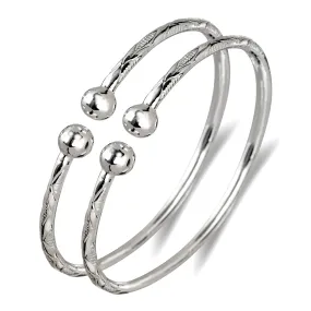 Better Jewelry Ball .925 Sterling Silver West Indian Bangles, 1 pair