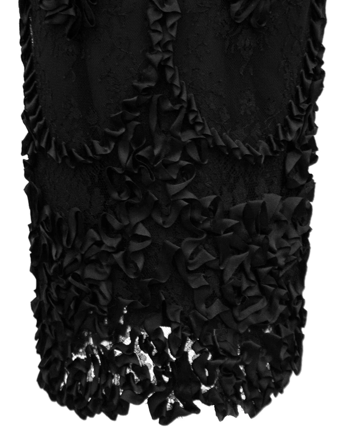 Black Strapless Cocktail Dress with Lace and Floral Applique Skirt