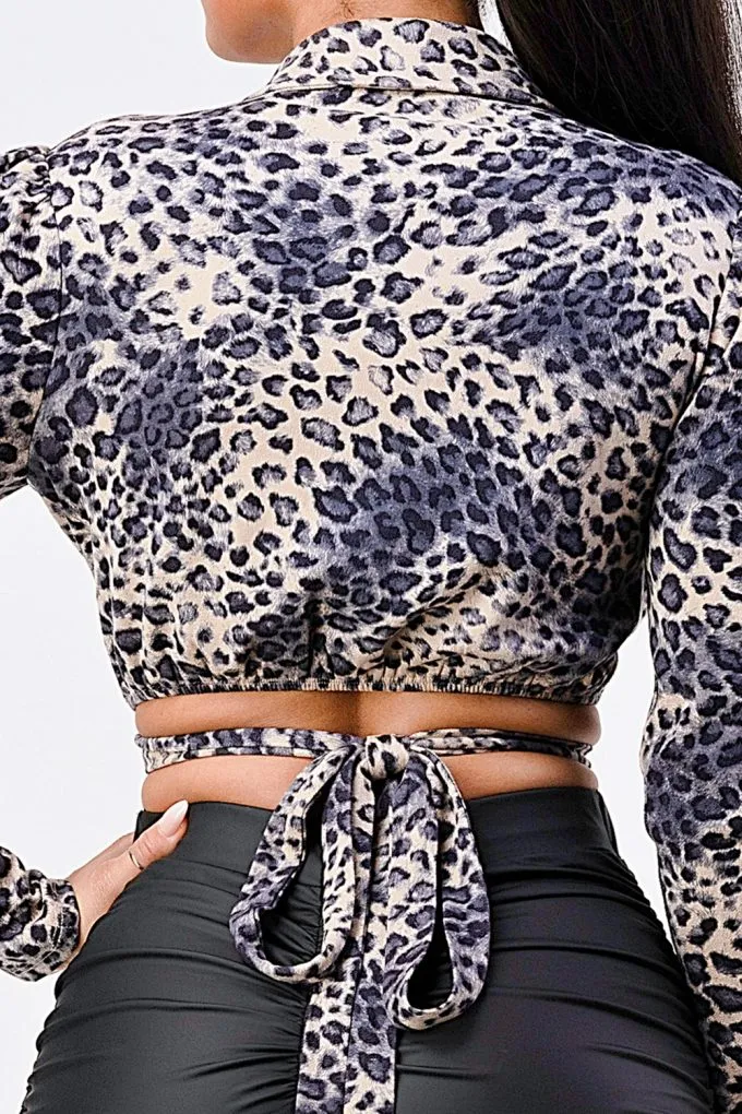 Blazer Style Leopard Print Blouse