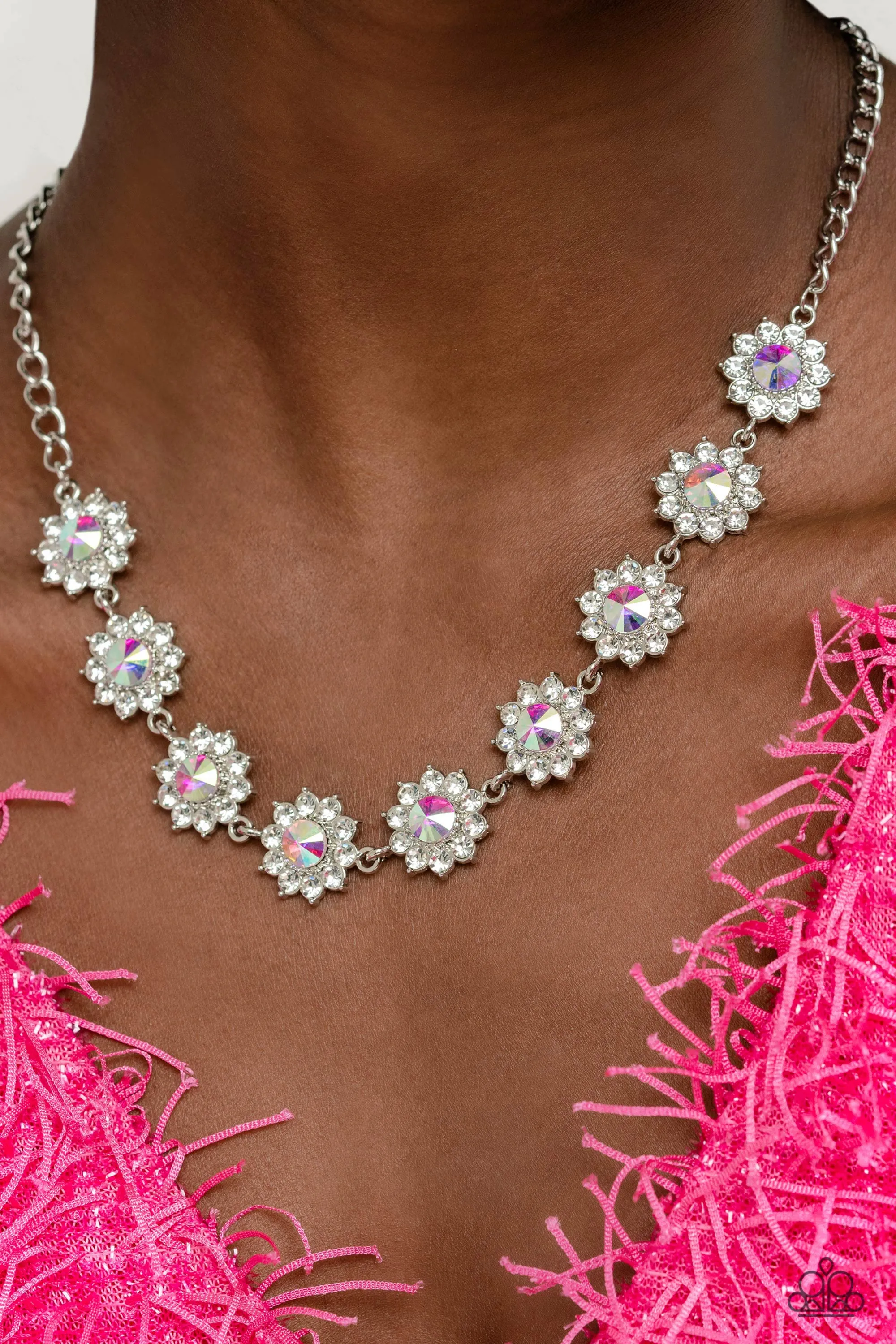 Blooming Brilliance Multi Iridescent Rhinestone Necklace - Paparazzi Accessories