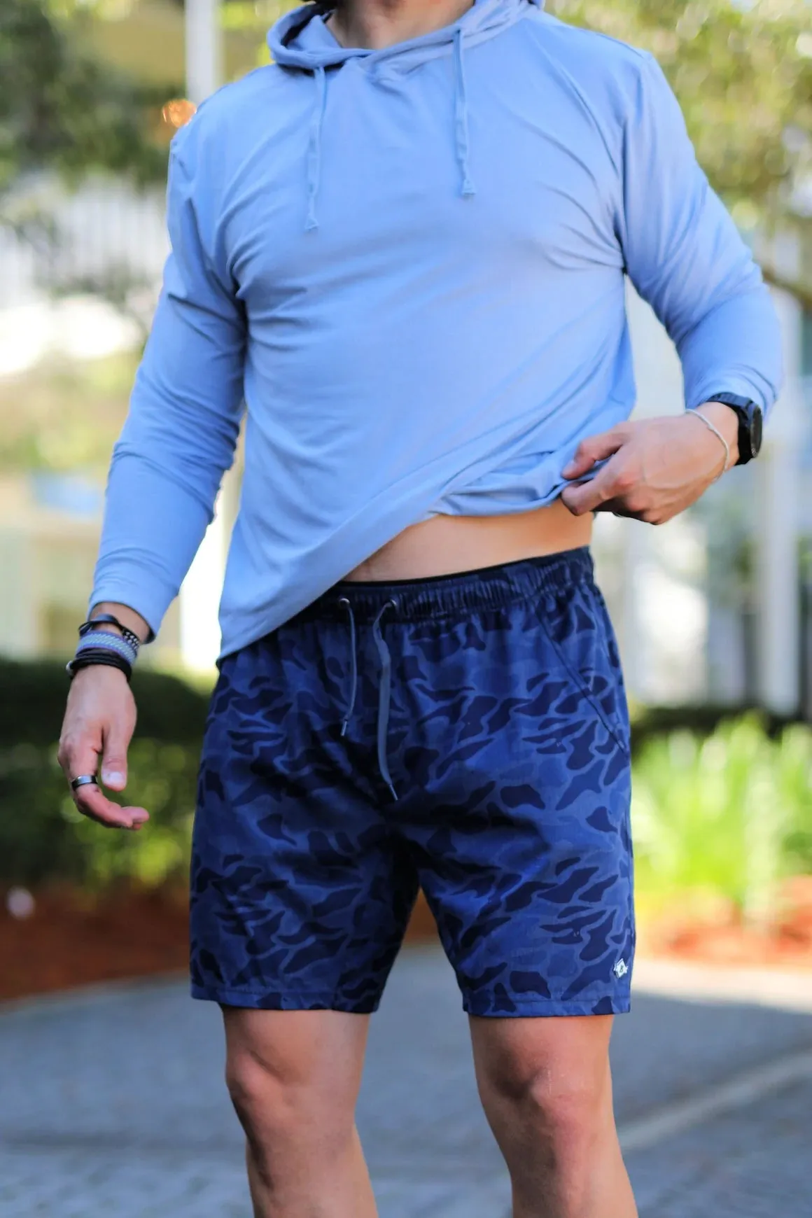 Blue Camo Athletic Shorts