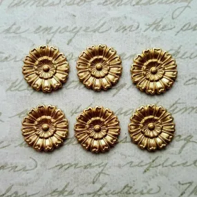 Brass Ornate Flower Findings x 6 - 2661S.