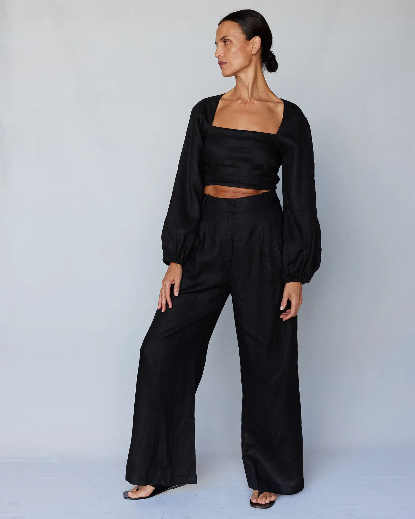 Bridgette Linen Pant - Black