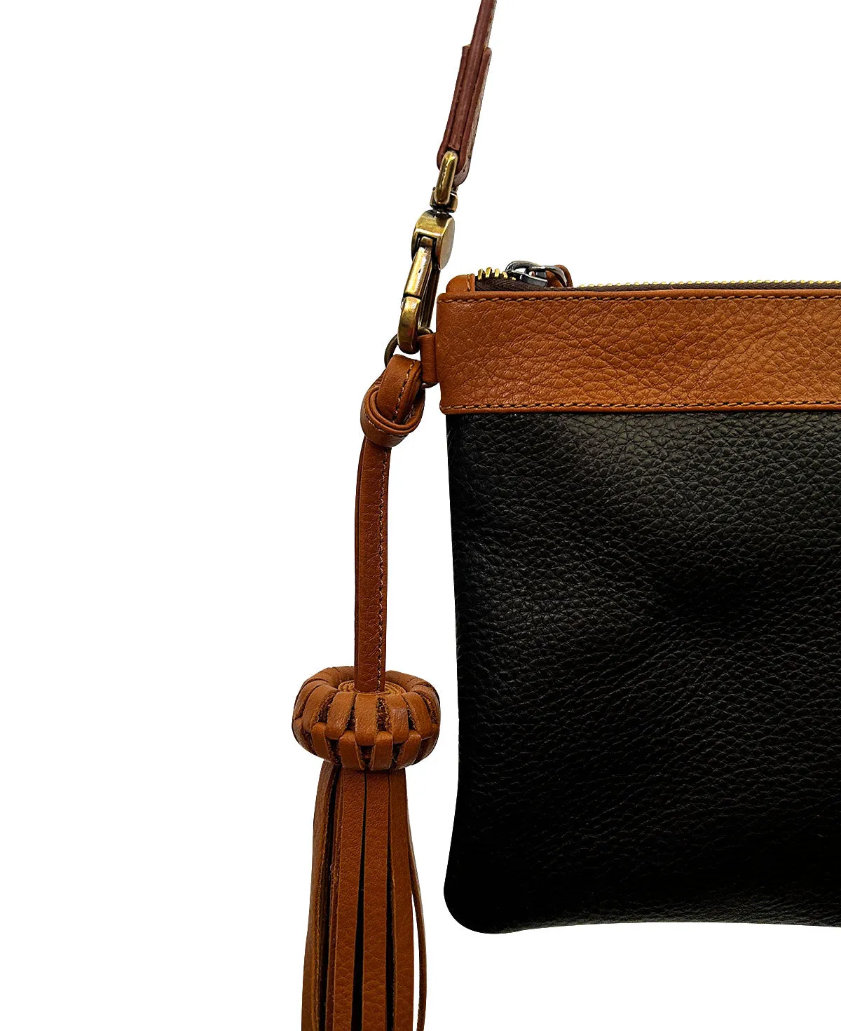 Camila Black Leather Clutch - Crossbody