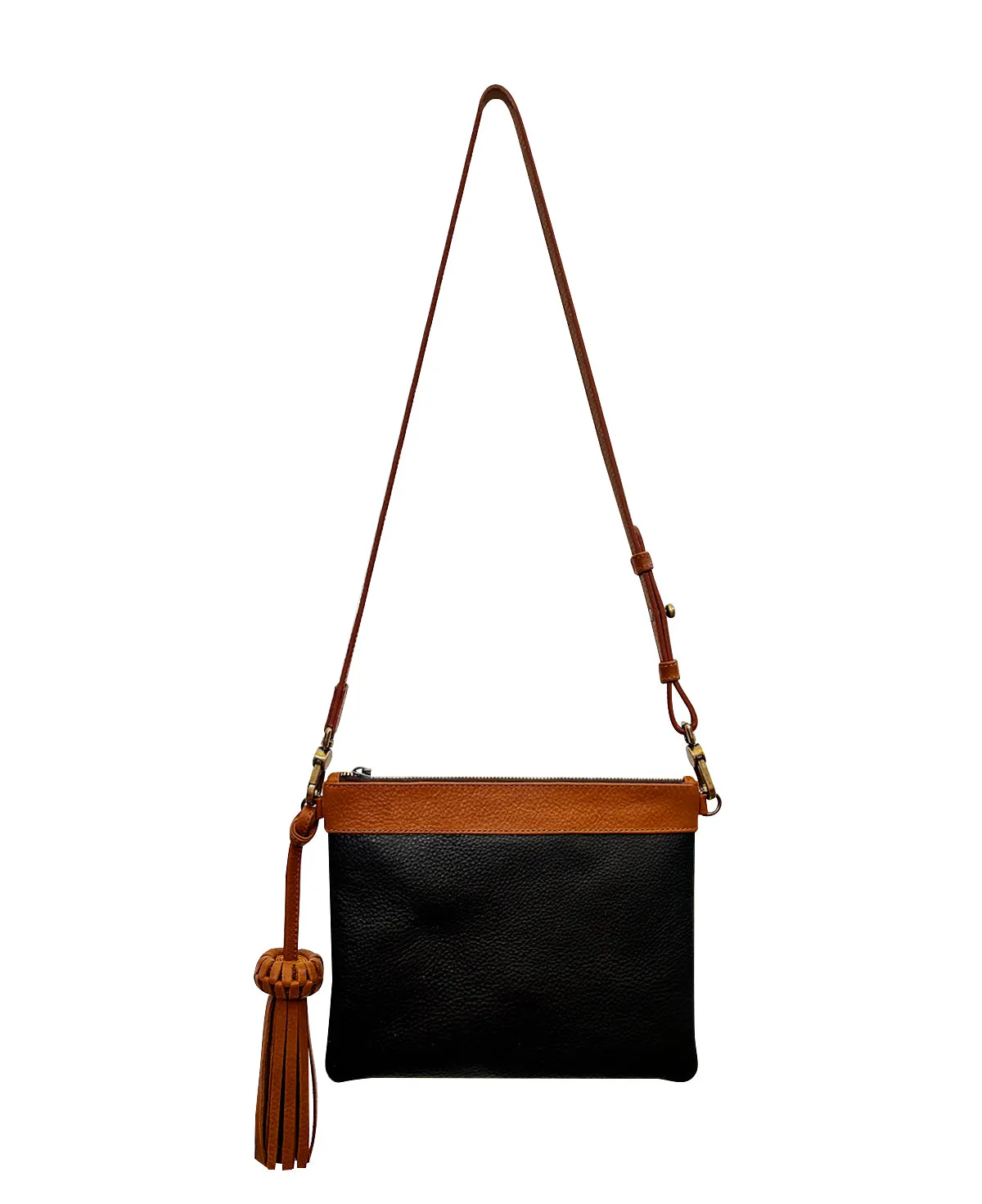 Camila Black Leather Clutch - Crossbody