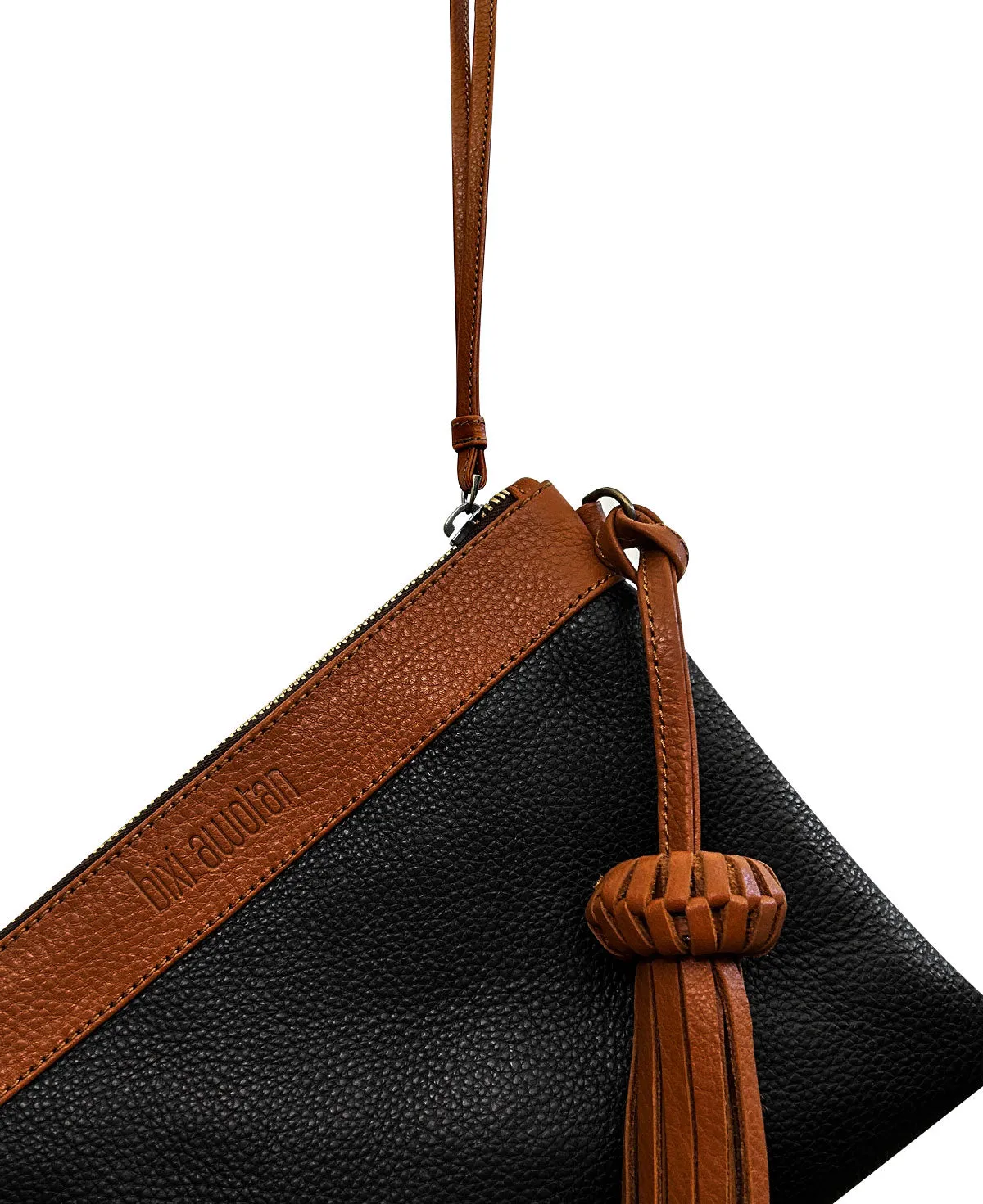 Camila Black Leather Clutch - Crossbody