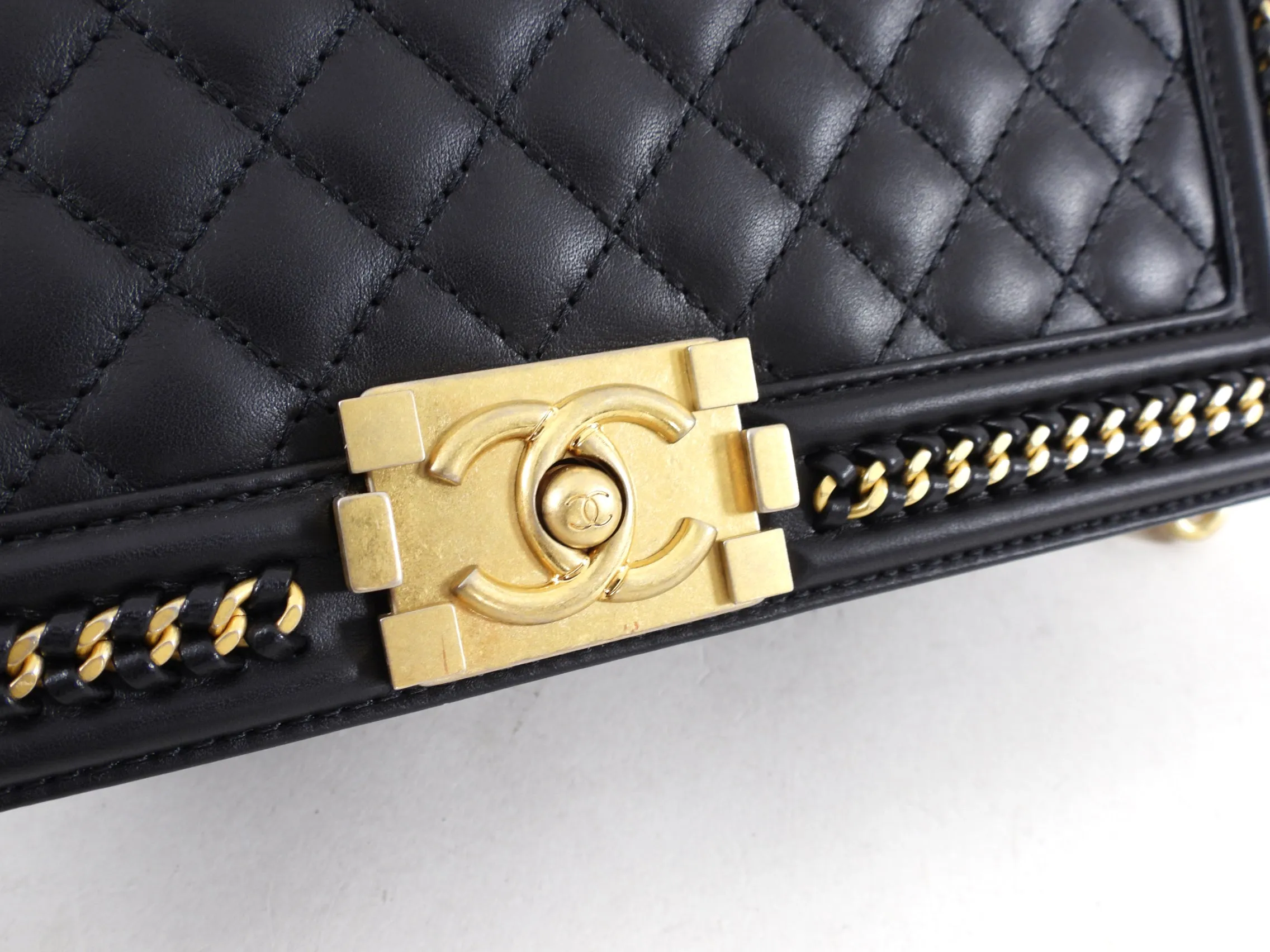 Chanel Large Black Quilted Boy Flap Bag with Top Handle