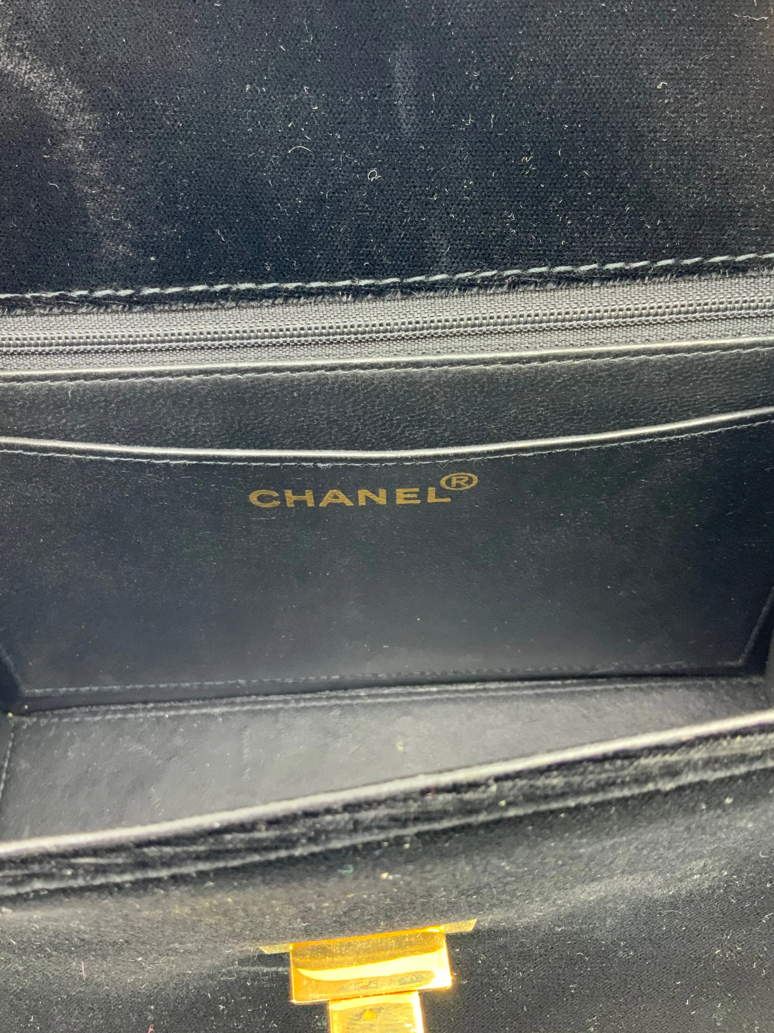 CHANEL Vintage Velvet Mademoiselle Classic Single Flap Bag