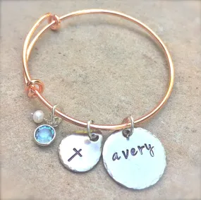 Children's Custom Bangle, Christian Gifts, Baptism Gift