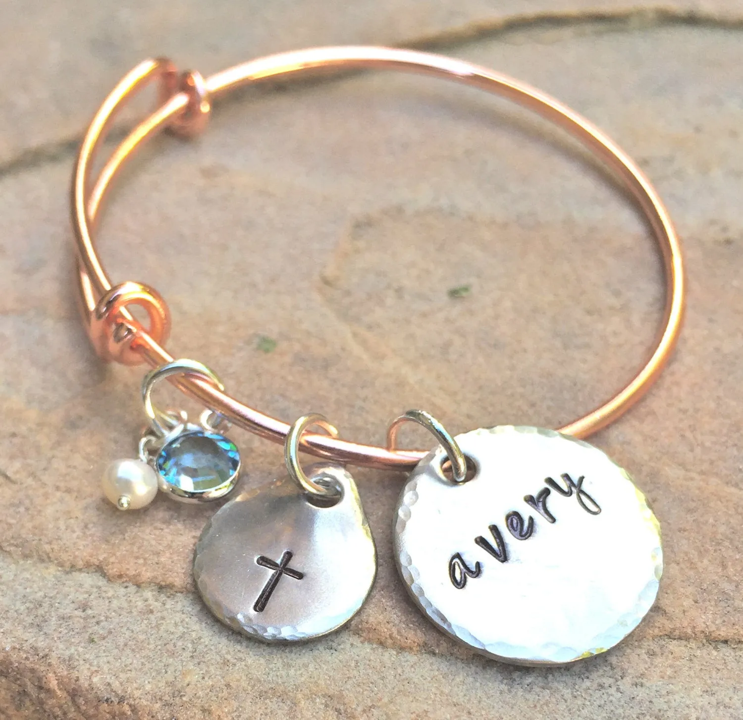 Children's Custom Bangle, Christian Gifts, Baptism Gift