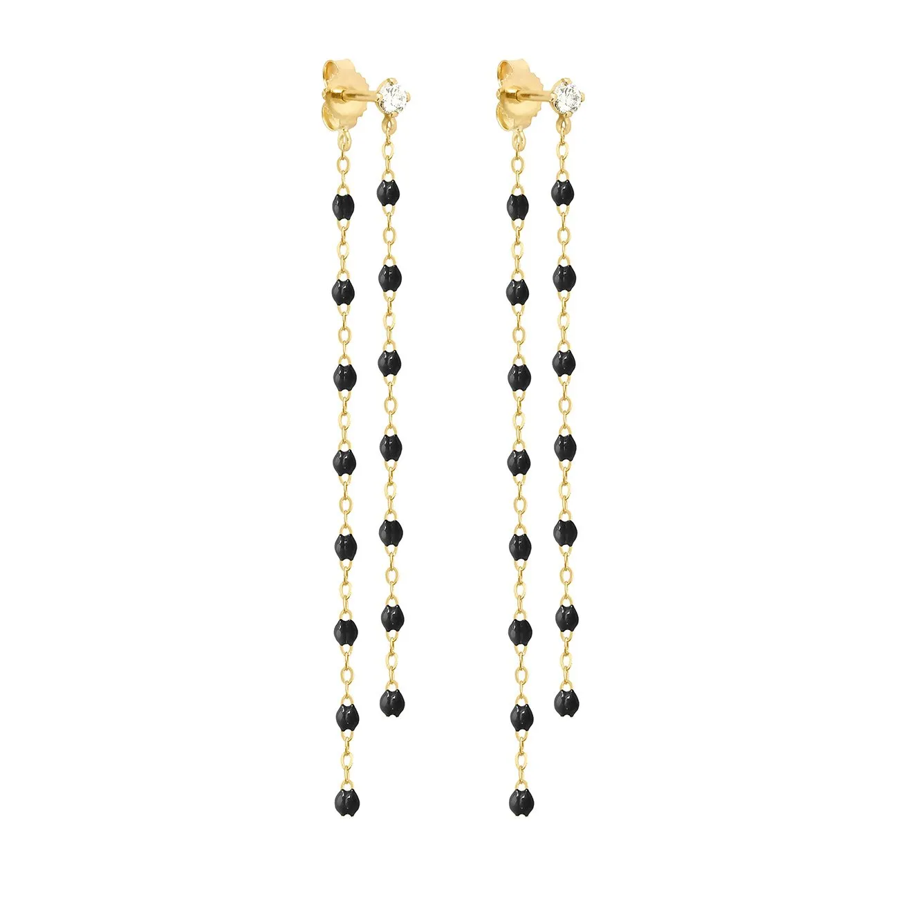 Classic Gigi dangling Black earrings, diamond, Yellow Gold