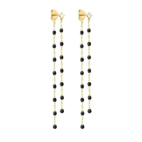 Classic Gigi dangling Black earrings, diamond, Yellow Gold