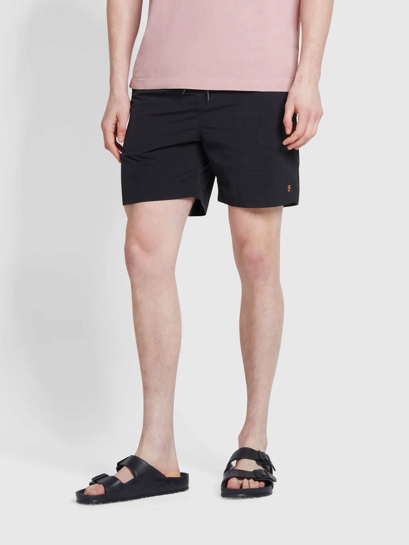 Colbert Regular Fit Plain Swim Shorts In Black