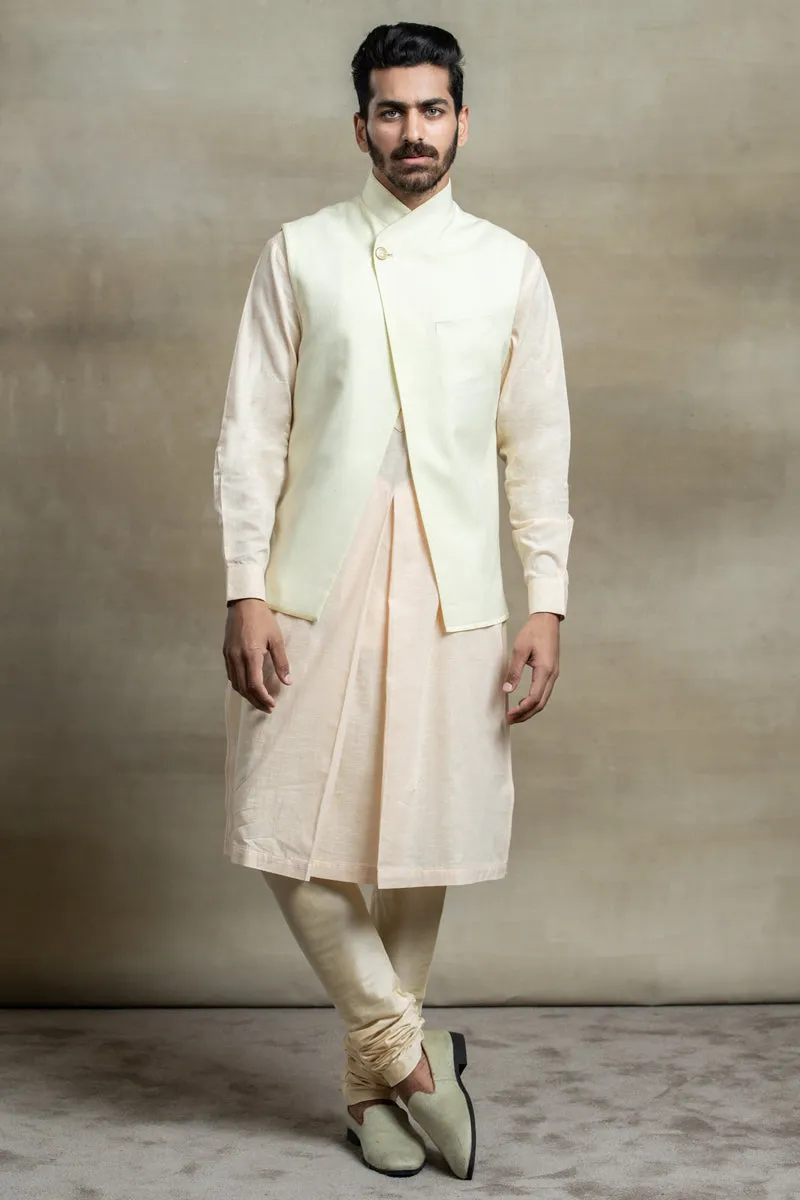 Cotton Asymmetrical Kurta Bundi Set