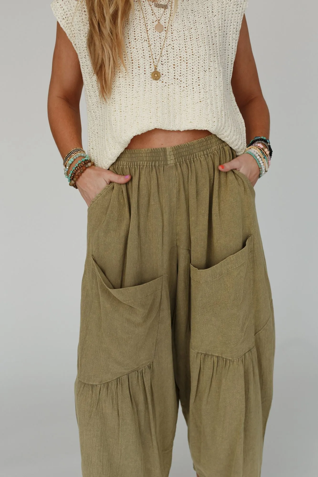 Country Mile Wide Leg Pants - Olive