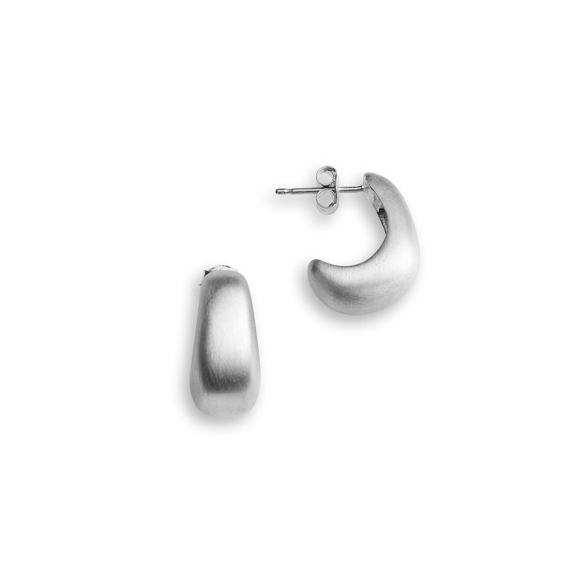 Curved Earrings - Sterling Silver - Matte